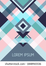 Cover page layout vector template geometric design with triangles and stripes pattern for party poster. Carnival mexican motifs. Striped bauhaus pattern vector cover design. Cool geometry.