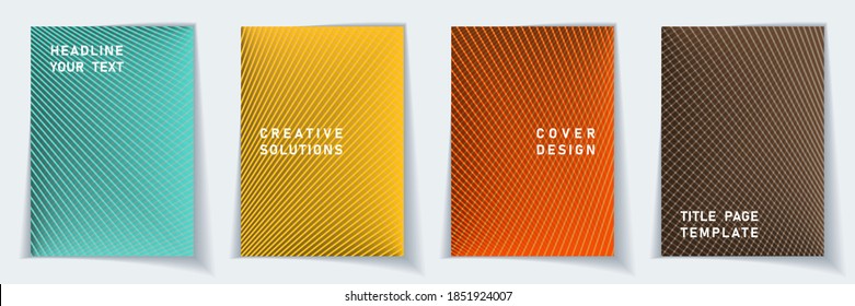Diseño vectorial de diseño mínimo de portada de portada. Patrones de fondo dinámicos de líneas cruzadas. Plantillas de certificado. El gradiente educativo cubre la colección gráfica.