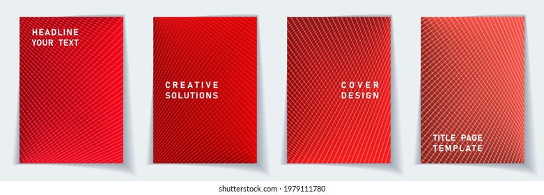 Cover page minimalist layout vector design set. Halftone lines grid background patterns. Catalog templates. Business gradient title page graphic collectoin.