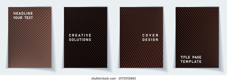 Cover page modern layout vector design set. Halftone lines grid background patterns. Poster templates. Business gradient title page graphic collectoin.