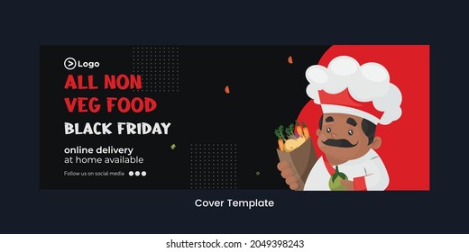 Cover page of non veg food black Friday cartoon style template. 