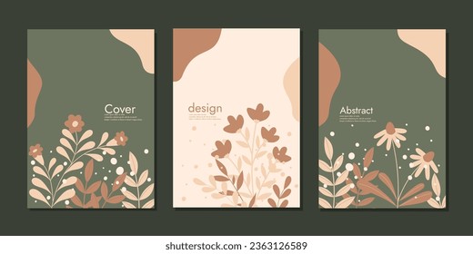 Cover page notebook collection. Templates with  hand drawn floral decorations. Vector layouts for diary, books, catalogs, magazines, journals, planners and flyers. 