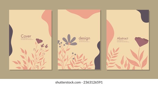 Cover page notebook collection. Templates with  hand drawn floral decorations. Vector layouts for diary, books, catalogs, magazines, journals, planners and flyers. 