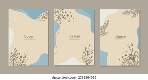 Cover page notebook collection. Templates with abstract autumn leaves. A4 size For book, binder, diary, planner, brochure, notebook, catalog