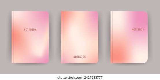 Cover page notebook collection. Templates with retro gradient. Perfect for diary, books, magazines, journals, catalogs, planners and flyers. Vector layouts. Minimalist style.