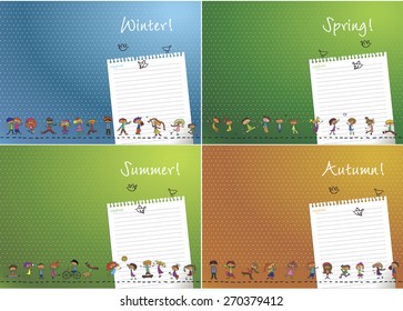 Cover page for notebook with seasons