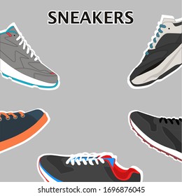 Cover page shoes on gray background