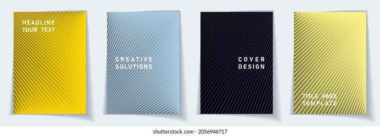 Diseño de portada simple de diseño de vector conjunto. Patrones de fondo de cuadrícula de líneas de semitono. Plantillas de catálogo. Colección gráfica de la página de título del degradado de negocio.