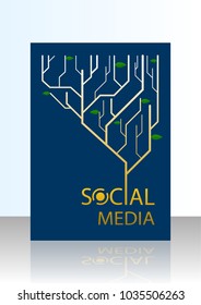 Cover page with social media design that enable users to create and share content or to participate in social networking concept.Branch idea brochure vector design.