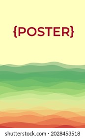 Plantilla de portada. Plantilla de página con curvas suaves en color verde amarillo rojo. Se puede usar como banner, volante, afiche, tarjeta de visita, folleto. Ilustración vectorial moderna.