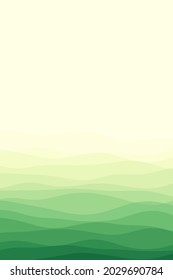 Plantilla de portada. Plantilla de página con curvas suaves en color verde amarillo. Se puede usar como banner, volante, afiche, tarjeta de visita, folleto. Ilustración vectorial de moda.
