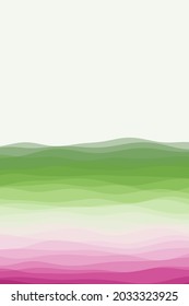 Plantilla de portada. Plantilla de página con curvas suaves en color verde violeta. Se puede usar como banner, volante, afiche, tarjeta de visita, folleto. Increíble ilustración vectorial.