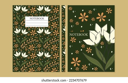 Cover page templates. abstract and floral design. Seamless pattern. Applicable for notebooks, planners, brochures, books, catalogs.