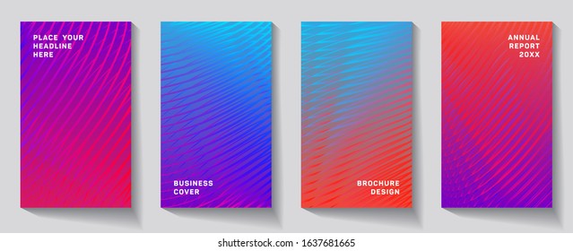 Cover page templates cool vector set. Abstract colorful halftone gradient backgrounds for poster design. Eps10 vector. Geometric patterns geometric folder covers graphic design.