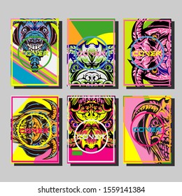 Cover page templates dynamic vector set. Abstract colorful halftone gradient backgrounds for journal design. Eps10 vector. Geometric patterns cool magazine covers graphic design.