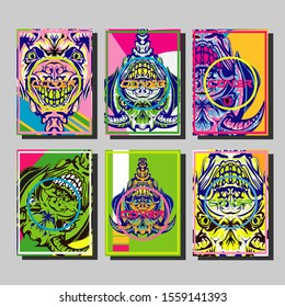 Cover page templates dynamic vector set. Abstract colorful halftone gradient backgrounds for journal design. Eps10 vector. Geometric patterns cool magazine covers graphic design.
