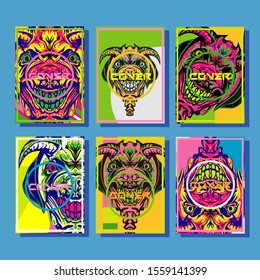 Cover page templates dynamic vector set. Abstract colorful halftone gradient backgrounds for journal design. Eps10 vector. Geometric patterns cool magazine covers graphic design.