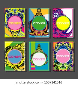 Cover page templates dynamic vector set. Abstract colorful halftone gradient backgrounds for journal design. Eps10 vector. Geometric patterns cool magazine covers graphic design.