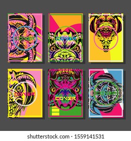 Cover page templates dynamic vector set. Abstract colorful halftone gradient backgrounds for journal design. Eps10 vector. Geometric patterns cool magazine covers graphic design.