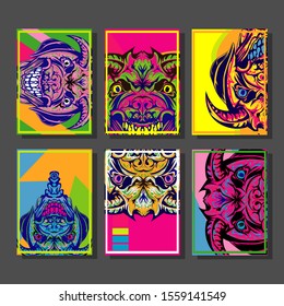 Cover page templates dynamic vector set. Abstract colorful halftone gradient backgrounds for journal design. Eps10 vector. Geometric patterns cool magazine covers graphic design.
