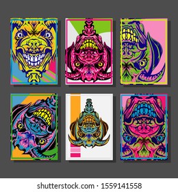 Cover page templates dynamic vector set. Abstract colorful halftone gradient backgrounds for journal design. Eps10 vector. Geometric patterns cool magazine covers graphic design.