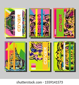Cover page templates dynamic vector set. Abstract colorful halftone gradient backgrounds for journal design. Eps10 vector. Geometric patterns cool magazine covers graphic design.