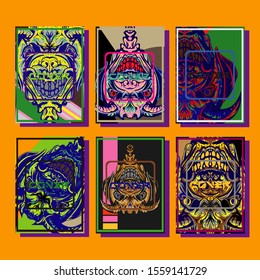 Cover page templates dynamic vector set. Abstract colorful halftone gradient backgrounds for journal design. Eps10 vector. Geometric patterns cool magazine covers graphic design.