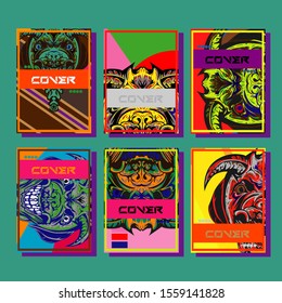 Cover page templates dynamic vector set. Abstract colorful halftone gradient backgrounds for journal design. Eps10 vector. Geometric patterns cool magazine covers graphic design.