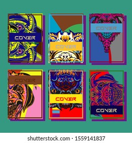 Cover page templates dynamic vector set. Abstract colorful halftone gradient backgrounds for journal design. Eps10 vector. Geometric patterns cool magazine covers graphic design.