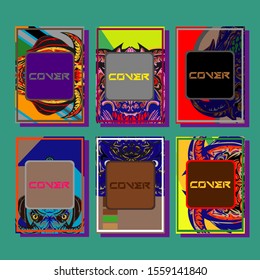 Cover page templates dynamic vector set. Abstract colorful halftone gradient backgrounds for journal design. Eps10 vector. Geometric patterns cool magazine covers graphic design.