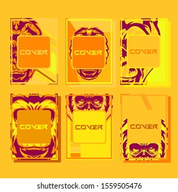 Cover page templates dynamic vector set. Abstract colorful halftone gradient backgrounds for journal design. Eps10 vector. Geometric patterns cool magazine covers graphic design.Gorilla abstract cover