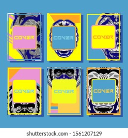 Cover page templates dynamic vector set. Abstract colorful halftone gradient backgrounds for journal design. Eps10 vector. Geometric patterns cool magazine covers graphic design.