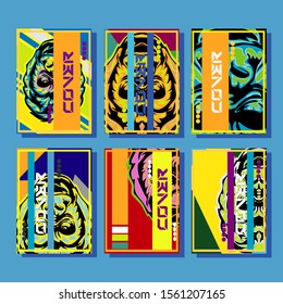 Cover page templates dynamic vector set. Abstract colorful halftone gradient backgrounds for journal design. Eps10 vector. Geometric patterns cool magazine covers graphic design.