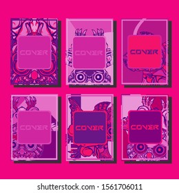 Cover page templates dynamic vector set. Abstract colorful halftone gradient backgrounds for journal design. Eps10 vector. Geometric patterns cool magazine covers graphic design.