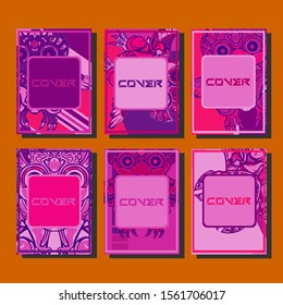 Cover page templates dynamic vector set. Abstract colorful halftone gradient backgrounds for journal design. Eps10 vector. Geometric patterns cool magazine covers graphic design.