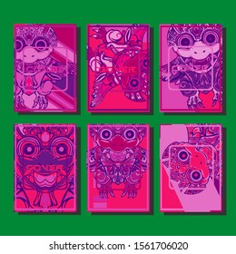 Cover page templates dynamic vector set. Abstract colorful halftone gradient backgrounds for journal design. Eps10 vector. Geometric patterns cool magazine covers graphic design.