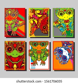 Cover page templates dynamic vector set. Abstract colorful halftone gradient backgrounds for journal design. Eps10 vector. Geometric patterns cool magazine covers graphic design.