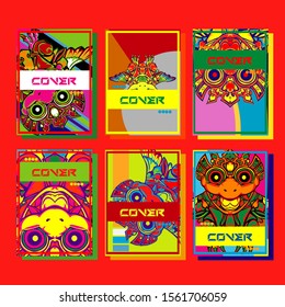 Cover page templates dynamic vector set. Abstract colorful halftone gradient backgrounds for journal design. Eps10 vector. Geometric patterns cool magazine covers graphic design.