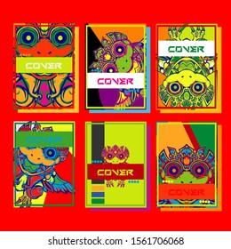 Cover page templates dynamic vector set. Abstract colorful halftone gradient backgrounds for journal design. Eps10 vector. Geometric patterns cool magazine covers graphic design.