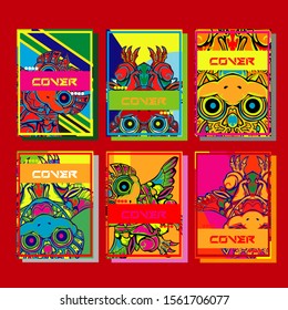 Cover page templates dynamic vector set. Abstract colorful halftone gradient backgrounds for journal design. Eps10 vector. Geometric patterns cool magazine covers graphic design.
