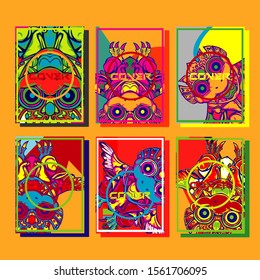 Cover page templates dynamic vector set. Abstract colorful halftone gradient backgrounds for journal design. Eps10 vector. Geometric patterns cool magazine covers graphic design.