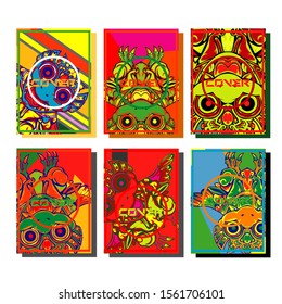 Cover page templates dynamic vector set. Abstract colorful halftone gradient backgrounds for journal design. Eps10 vector. Geometric patterns cool magazine covers graphic design.