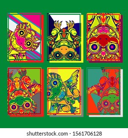 Cover page templates dynamic vector set. Abstract colorful halftone gradient backgrounds for journal design. Eps10 vector. Geometric patterns cool magazine covers graphic design.