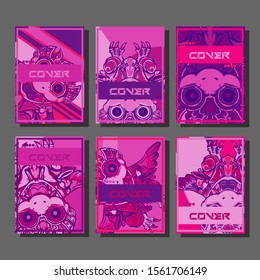 Cover page templates dynamic vector set. Abstract colorful halftone gradient backgrounds for journal design. Eps10 vector. Geometric patterns cool magazine covers graphic design.