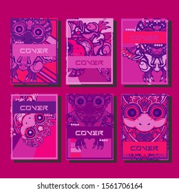 Cover page templates dynamic vector set. Abstract colorful halftone gradient backgrounds for journal design. Eps10 vector. Geometric patterns cool magazine covers graphic design.