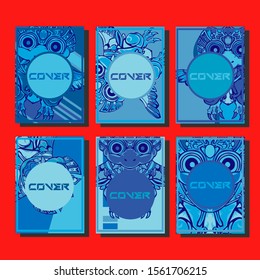 Cover page templates dynamic vector set. Abstract colorful halftone gradient backgrounds for journal design. Eps10 vector. Geometric patterns cool magazine covers graphic design.
