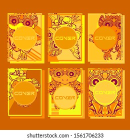 Cover page templates dynamic vector set. Abstract colorful halftone gradient backgrounds for journal design. Eps10 vector. Geometric patterns cool magazine covers graphic design.