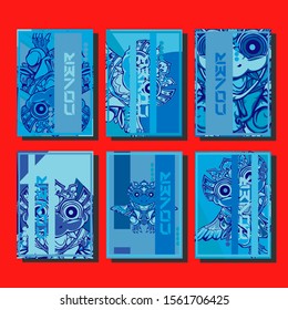 Cover page templates dynamic vector set. Abstract colorful halftone gradient backgrounds for journal design. Eps10 vector. Geometric patterns cool magazine covers graphic design.