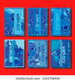 Cover page templates dynamic vector set. Abstract colorful halftone gradient backgrounds for journal design. Eps10 vector. Geometric patterns cool magazine covers graphic design.