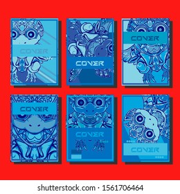 Cover page templates dynamic vector set. Abstract colorful halftone gradient backgrounds for journal design. Eps10 vector. Geometric patterns cool magazine covers graphic design.